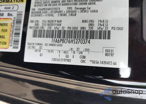 2017 Ford Mustang Gt from USA, damaged, VIN 1FA6P8CF6H5270374